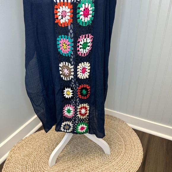 Colorful Semi Sheer Crochet Embroidered Beach Cover up size:OS - Picture 5 of 8